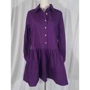 New W/Tag Caryn Lawn Womens 100% Cotton Purple Shirt Dress One Size